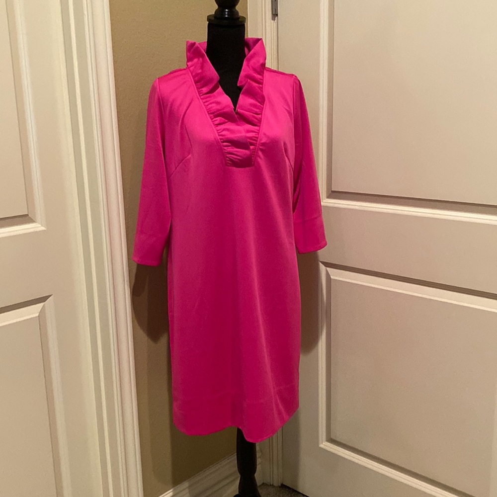 Gretchen Scott NWT jersey ruffle neck dress